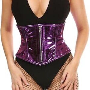 Daisy corsets Top Drawer Purple Metallic Steel Boned Mini Corset size: 5X